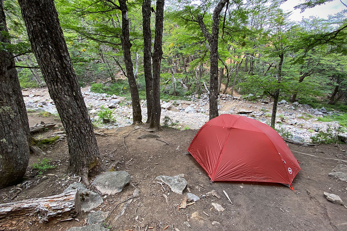 Big Agnes Copper Spur backpacking tent (campsite in forest)